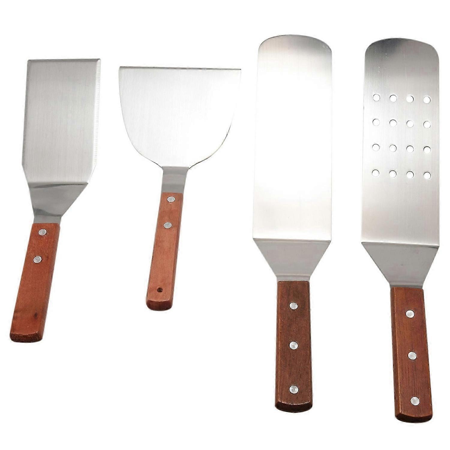 BBQ Griddle Accessories Set, 4-Pieces Exclusive Griddle Tools Long/Short Spatulas Set, BBQ Griddle