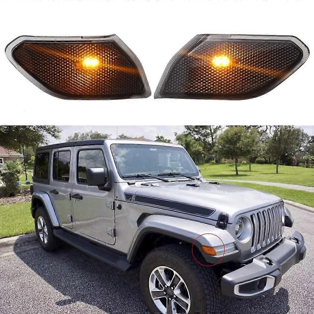 For Jeep Wrangler JL 2018 2019 2020 LED Side Marker Front Mudguard Wheel Light Turn Signal Parking Lamp Smoke Shell/Clear Shell