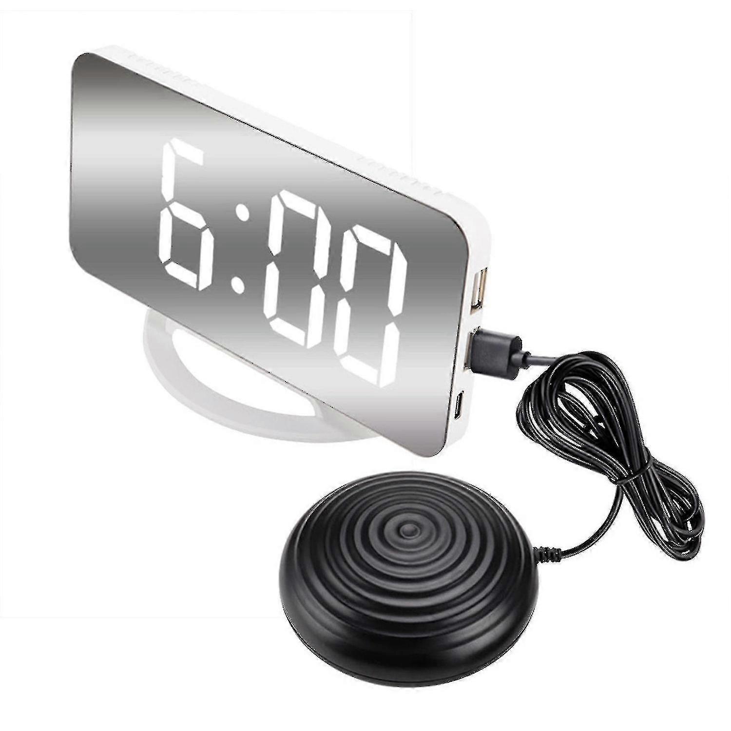 Loud Vibrating Alarm Clock For Heavy Sleepers Adults Deaf, Digital Mirrored Clock With Bed Shaker