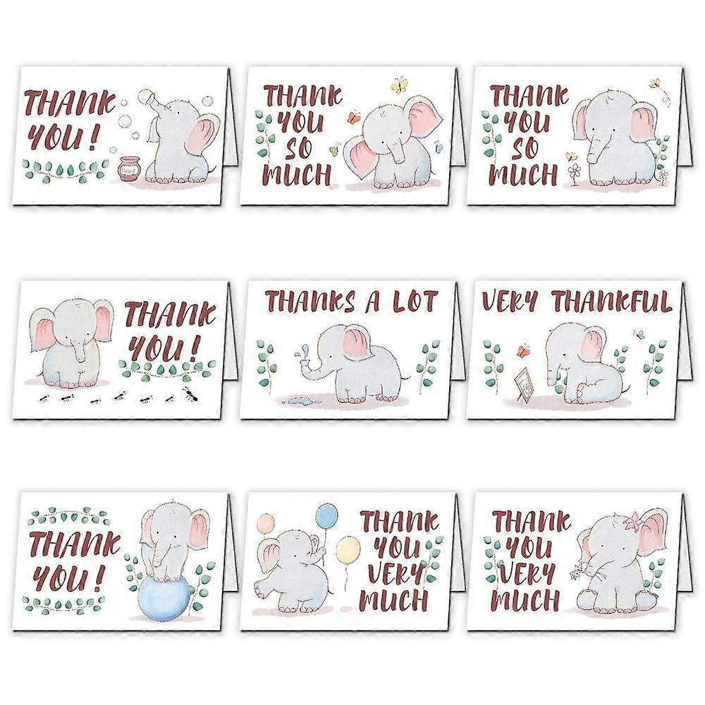 Thank You Theme Cards and Paper Envelopes for Birthday Thanksgiving Day Rectangle with Word Pattern Word 10x15cm 9pcs/set