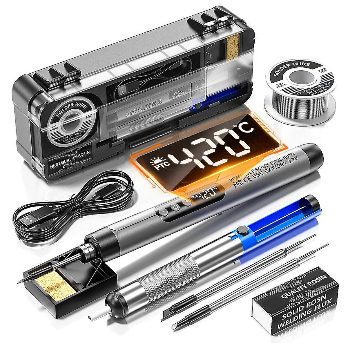 Cordless USB Digital Soldering Iron Adjustable Temperature Type-C Interface Intelligent Solder Weld