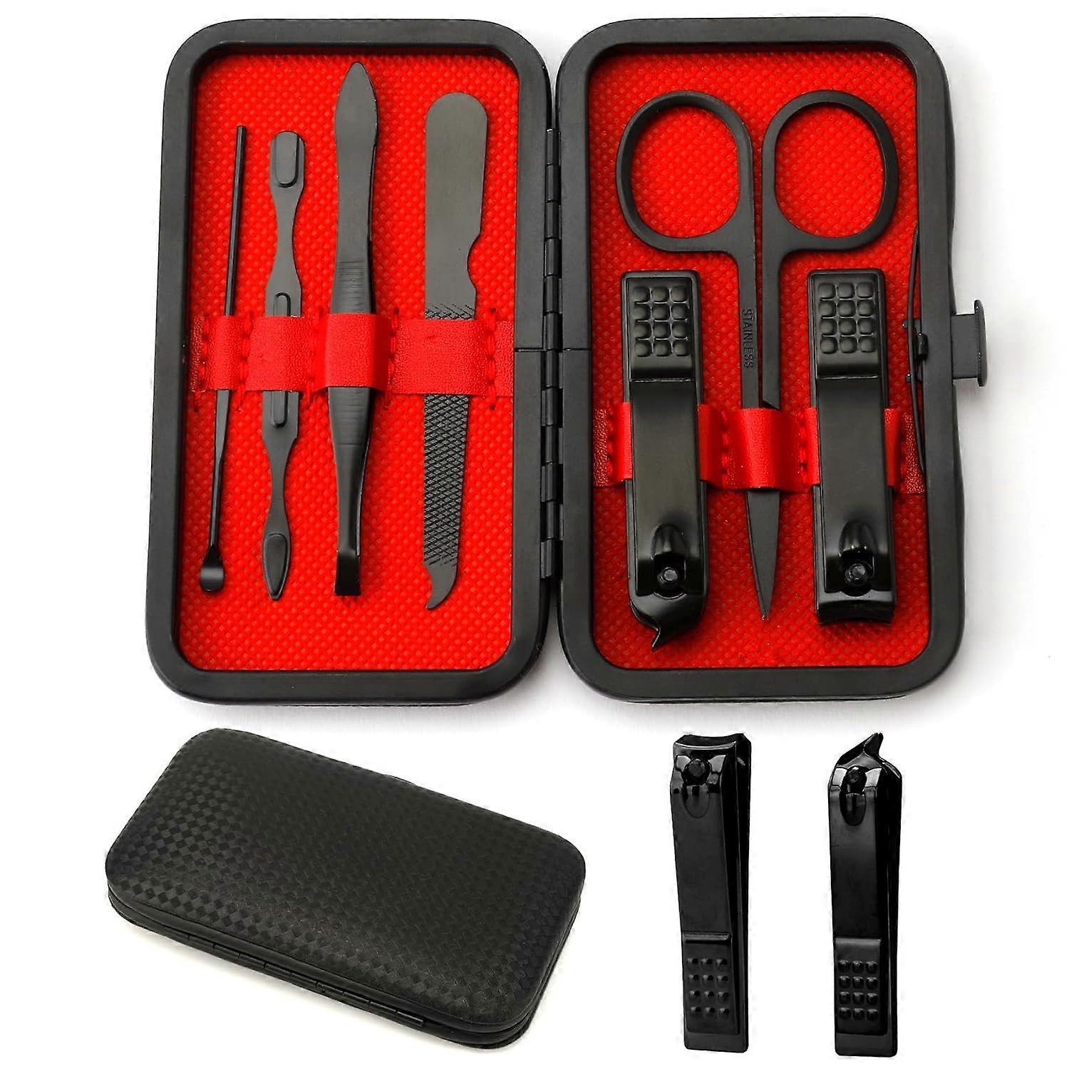 Men's Travel Nail Kit, Complete 10-Piece Manicure Set with Portable Case for Grooming on the Go