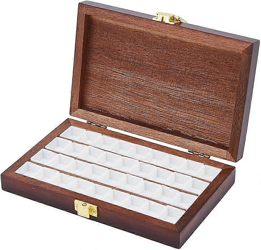 36 Grids Bamboo Watercolor Paint Palette Box Wood Color Artist Paint Tray with Lid Empty Watercolor Case for Painting and Mixing