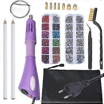Hotfix Applicator Tool Kit DIY Hot Fix Rhinestones with 7 Tips Support Stand Tweezers Cleaning Brush Wax Pencils Kit-Good