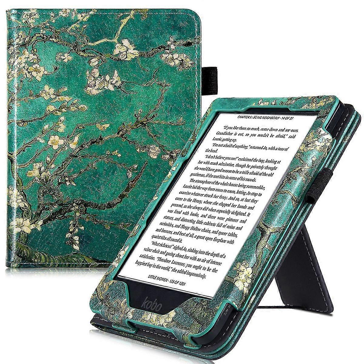 Shry Stand Case For Kobo Clara Hd Ereader - Pu Leather Protective Cover With Hand Strap/magnetic Closure And Auto Sleep/wake