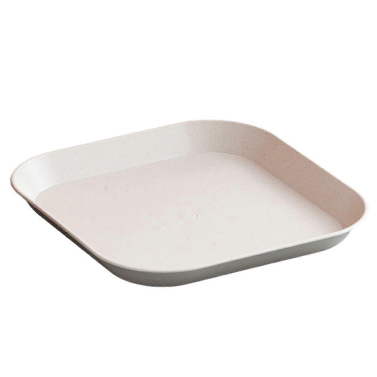 Dinner Plate Plastic Straw PP Dinnerware for Dish Fruits Serving Sauce DippingShallow Square Beige