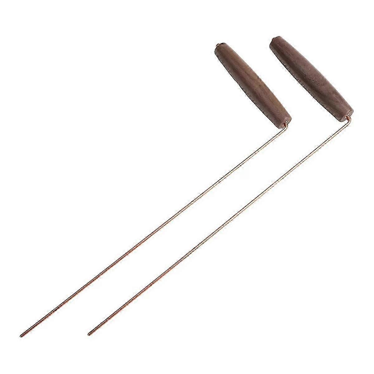 2Pcs Pure Copper Probes Rod suitable for Divination Tool with Wooden Handles Copper Poles Wood Handles suitable for W