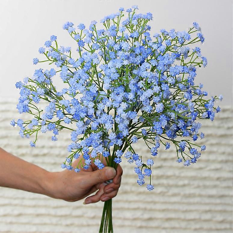 10 Piece Set of Light Blue Artificial Baby's Breath 3 Forks