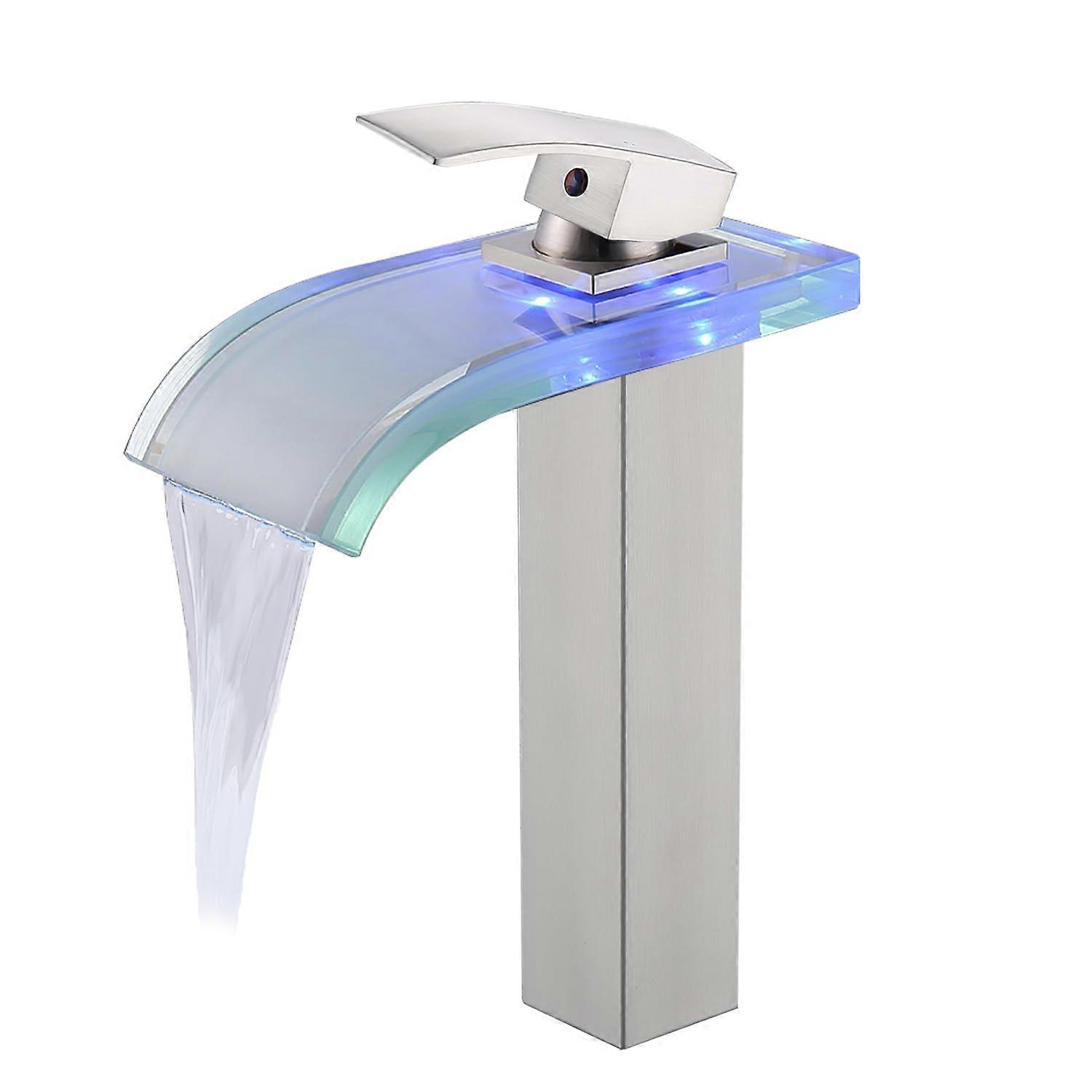 Single-Hole Bathroom Faucet Waterfall Style, Chrome Finish, Modern Design, Easy Installation, Durable Material
