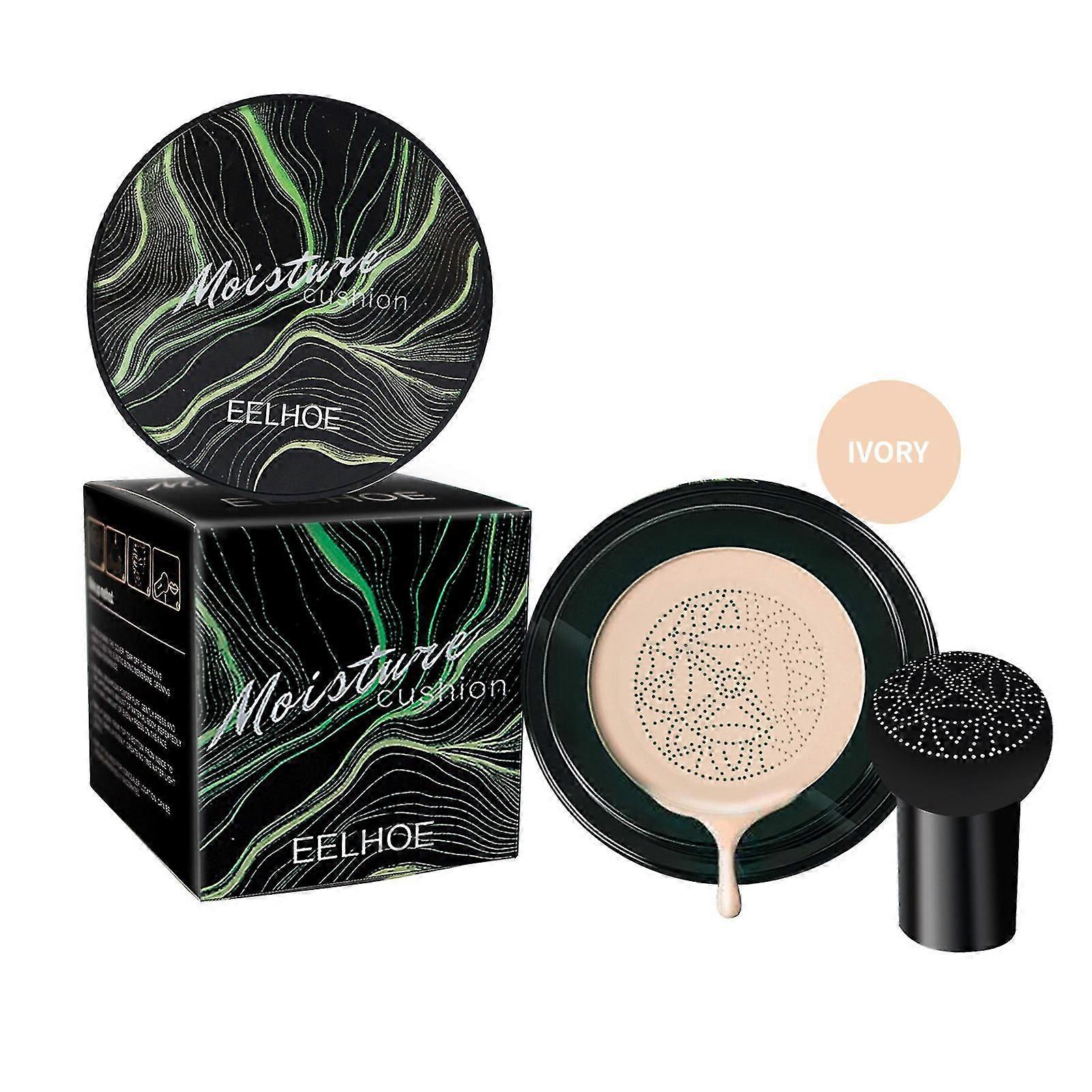 - 2pack Air Cushion Cc كريم Mushroom Head Foundation ، Superthinker Moisturizing Bb Cream Makeup خافي عيوب طويل الأمد غير لامع - عاجي