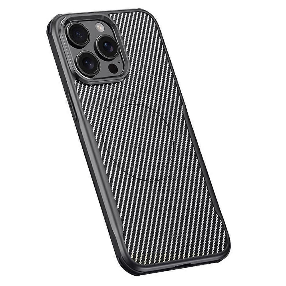 For iPhone 15 Pro Max Case Compatible Carbon Fiber Texture Leather Coated PC+Protective Cover