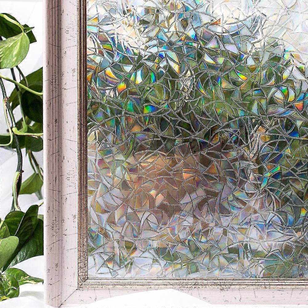 Static Cling Window Film, Unique Prismatic Pattern, Privacy Protection, Easy Install Remove, Sophisticated Stained Glass Look, Heat Blocking