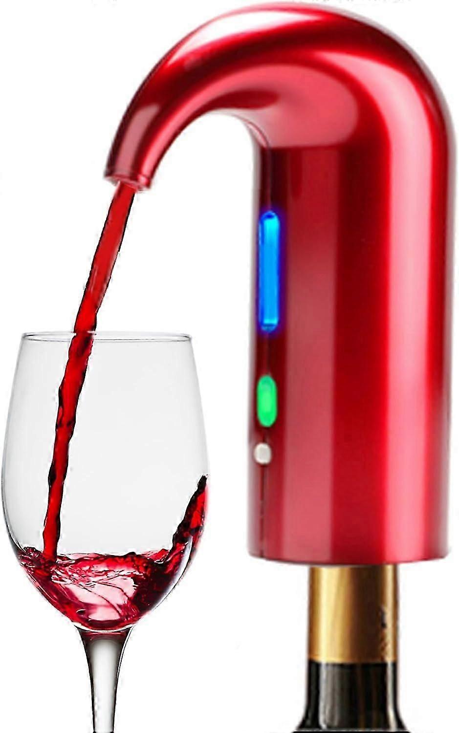 (Red)Electric Wine Aerator, One-Touch Portable Wine Decanter and Wine Dispensing Pump for Red and White Wine Multi-Smart Automatic Wine Oxidizer Dispe