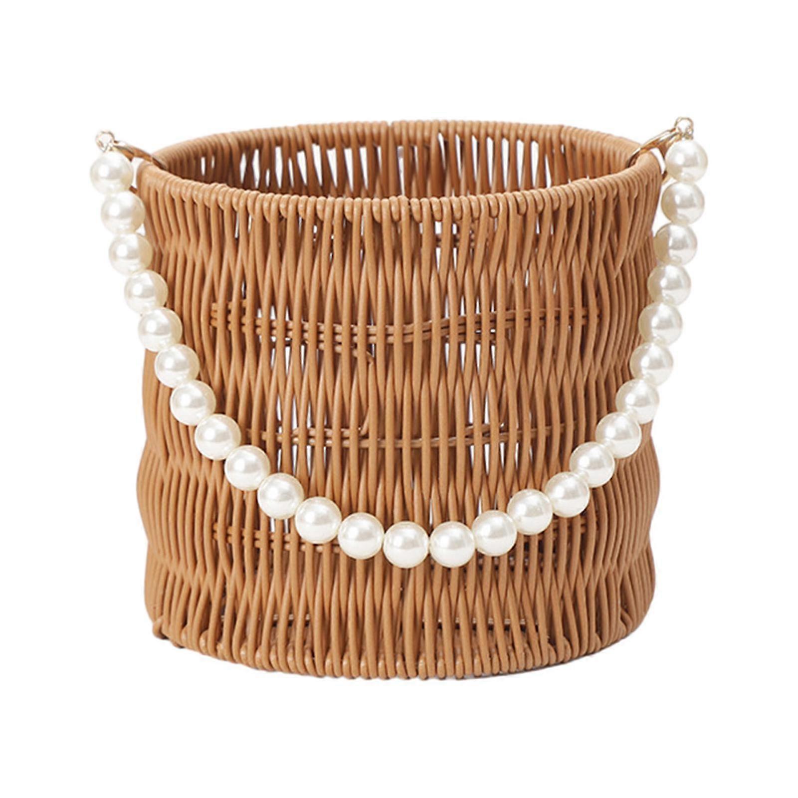 bröllop blomma flicka korg förvaringskorg picknick korg konstgjord pärla handtag