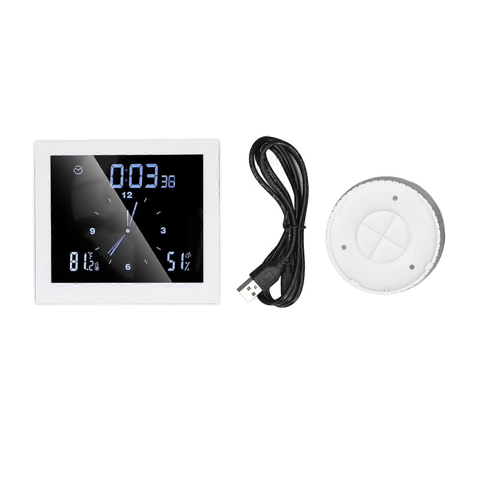 5in Wall Shower Clock Digital Timer with Alarm, Temperature and Humidity Display for Home Bathroom, White Finish