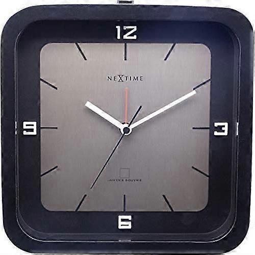 Horloge de table - NeXtime - Alarme carrée - Bois - Noir - 20 x 20