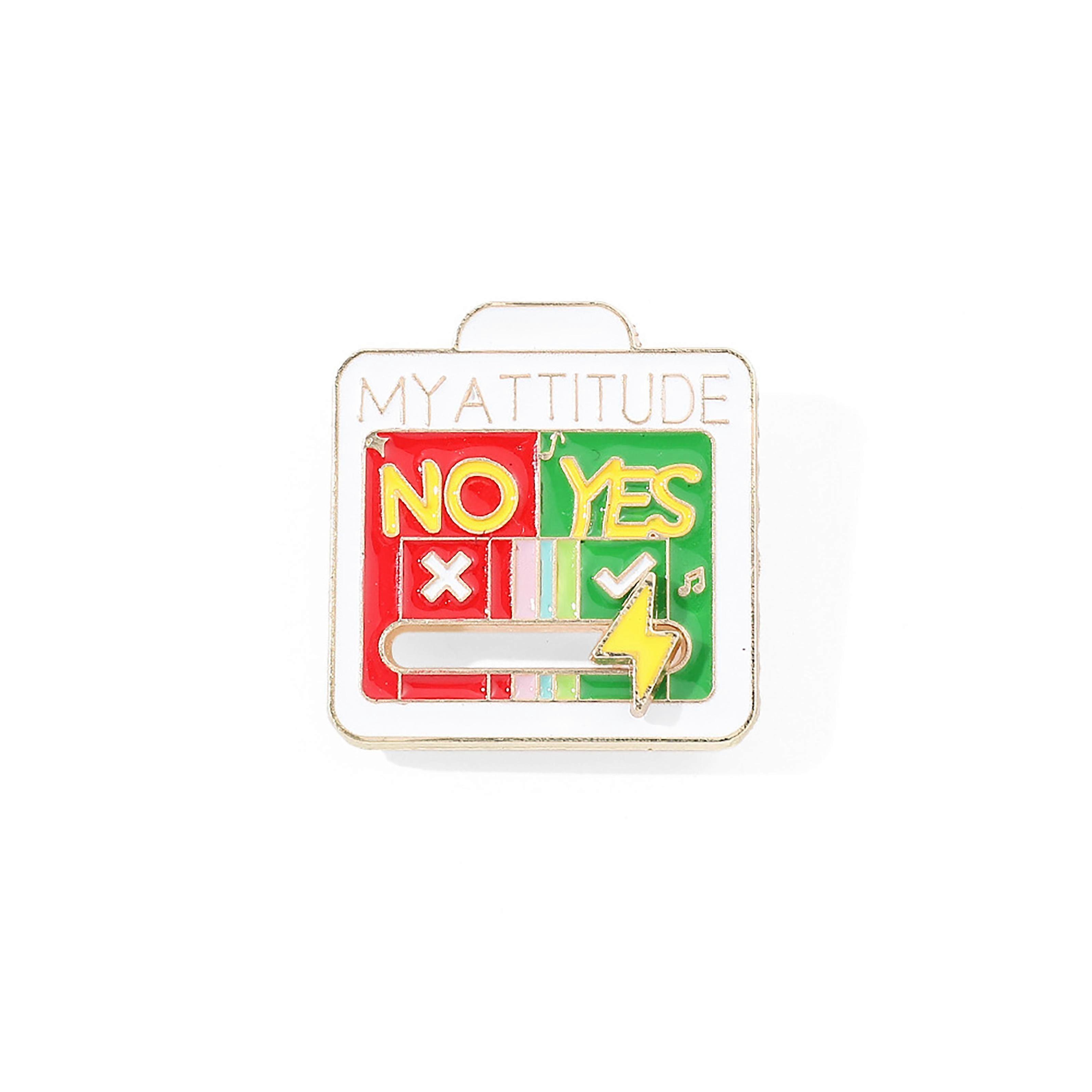 MY ATTITUDE Brooch Slidable Mood Changing Metal Party Brooch Personalized Social Power Badge Fashion Attitude Select Pins