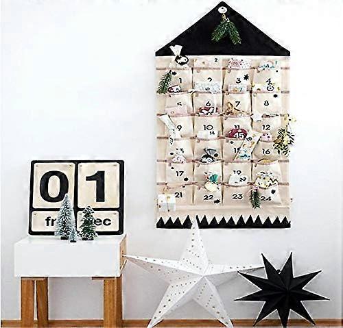 Home Xmas Countdown Decoration: Mountable Felt Fabric Pockets Wall Hanging Bag, Reusable Advent Calendar for Annual Celebrations