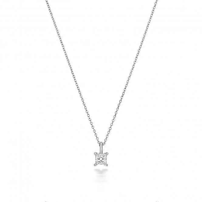 Diamond Jewellery 18ct White Gold Princess Cut Diamond Necklace NDQ162W