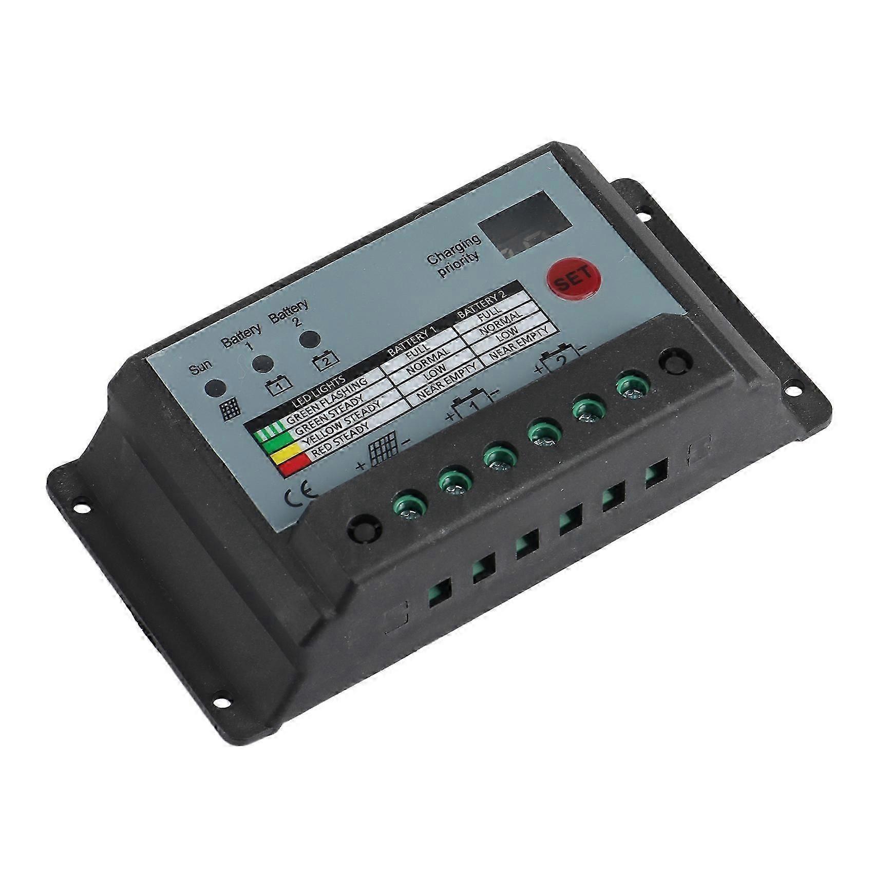 20A Dual Battery Solar Charge Controller Regulator, Suitable suitable for 12V or 24V Battery Solar Controller