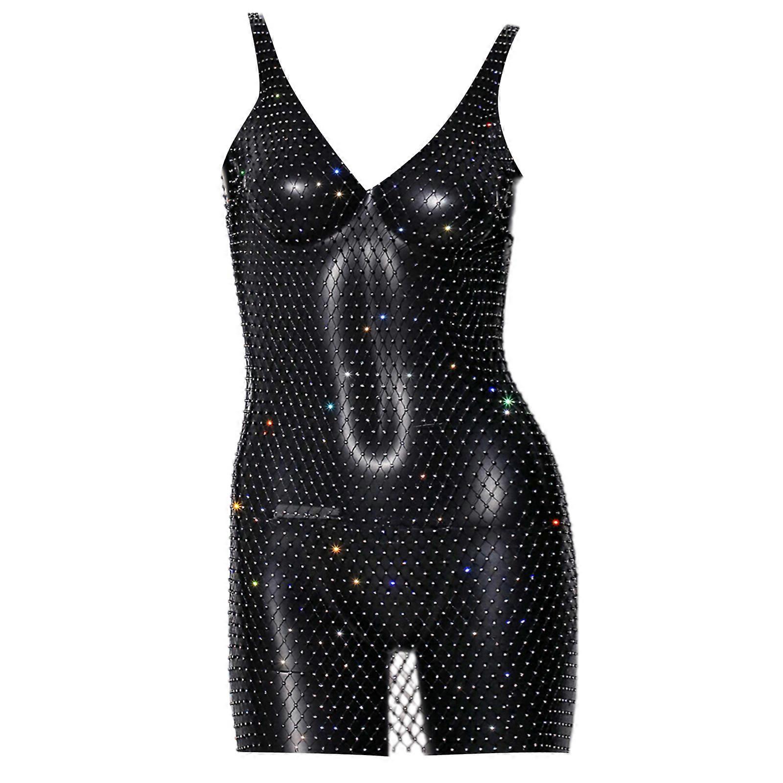 Women Rhinestones Fishnet Sleeveless Split Dress Body Chain Sheer Mesh See  Through Cover Up Festival Body Jewelry Black | Fruugo QA