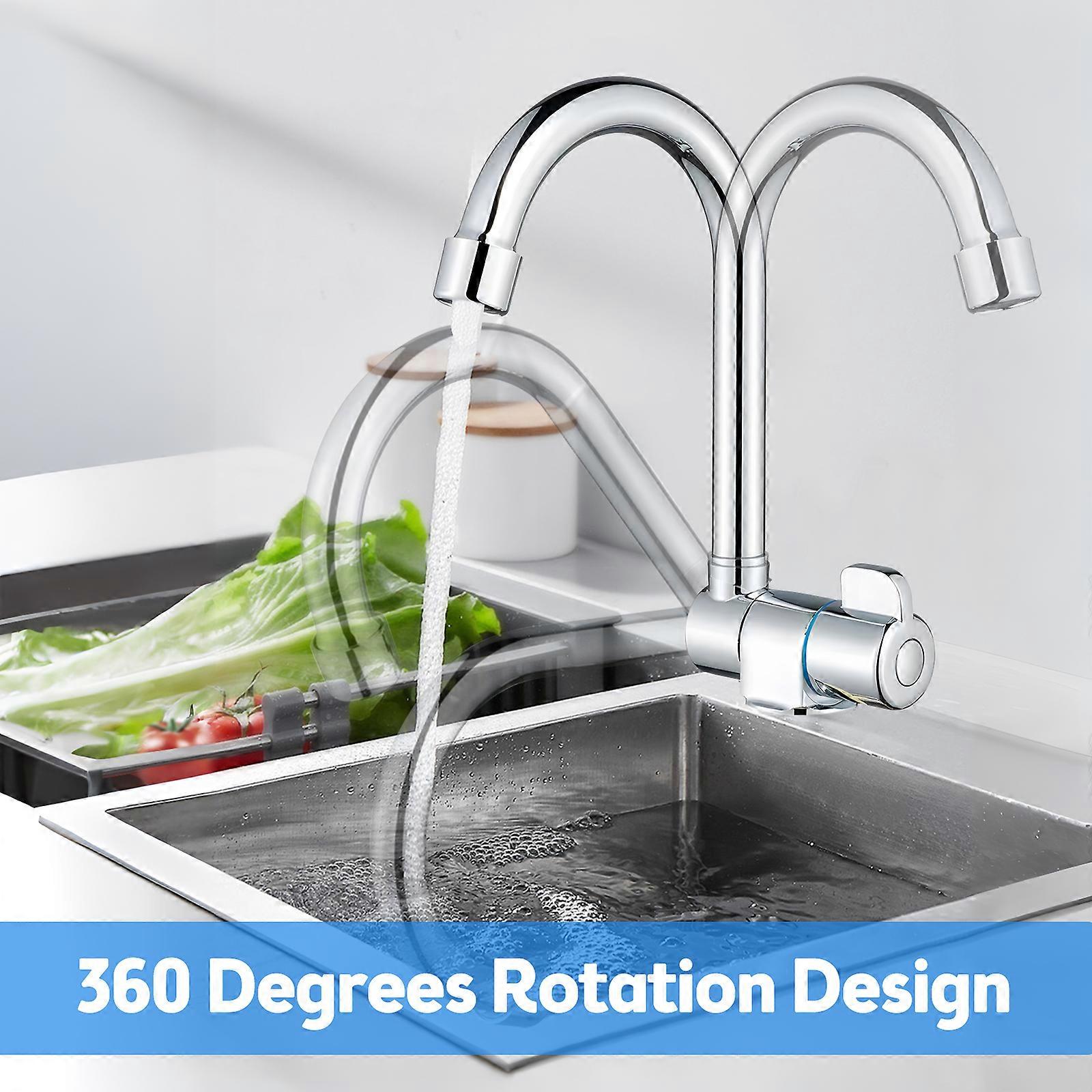 Folding Kitchen Faucets Chrome Plated Brass 360 Degrees Rotation Folding for Inside Window G1/2 Thread Single Handle Cold Water Kitchen Sink Taps for