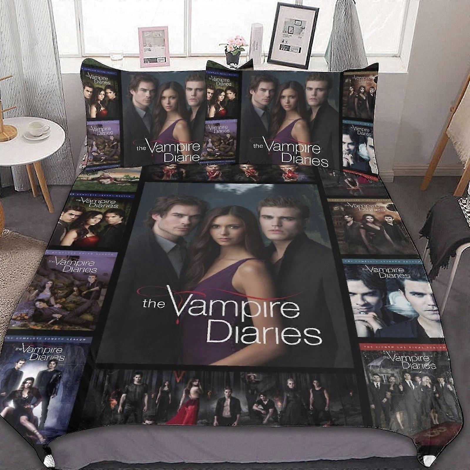 The Vampire Diaries Bed Duvet Cover Microfiber Bedding Sets 3D Impresso Leve 3 Piece Comforter Sets, 1 Capa Edredom E 2 Travesseiros Shams para Crianças B