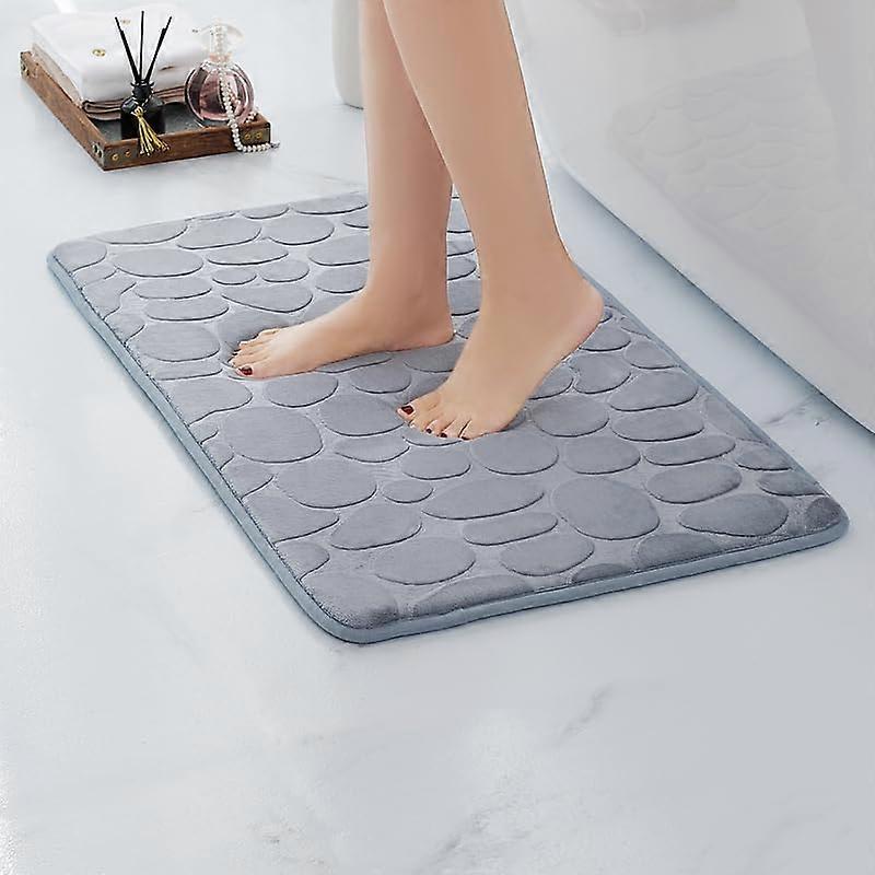 Memory Foam Bath Mat Ultra Soft Non-Slip Thick Bathroom Floor Mat 36.2 x 24 Inches Machine Washable Gray Color