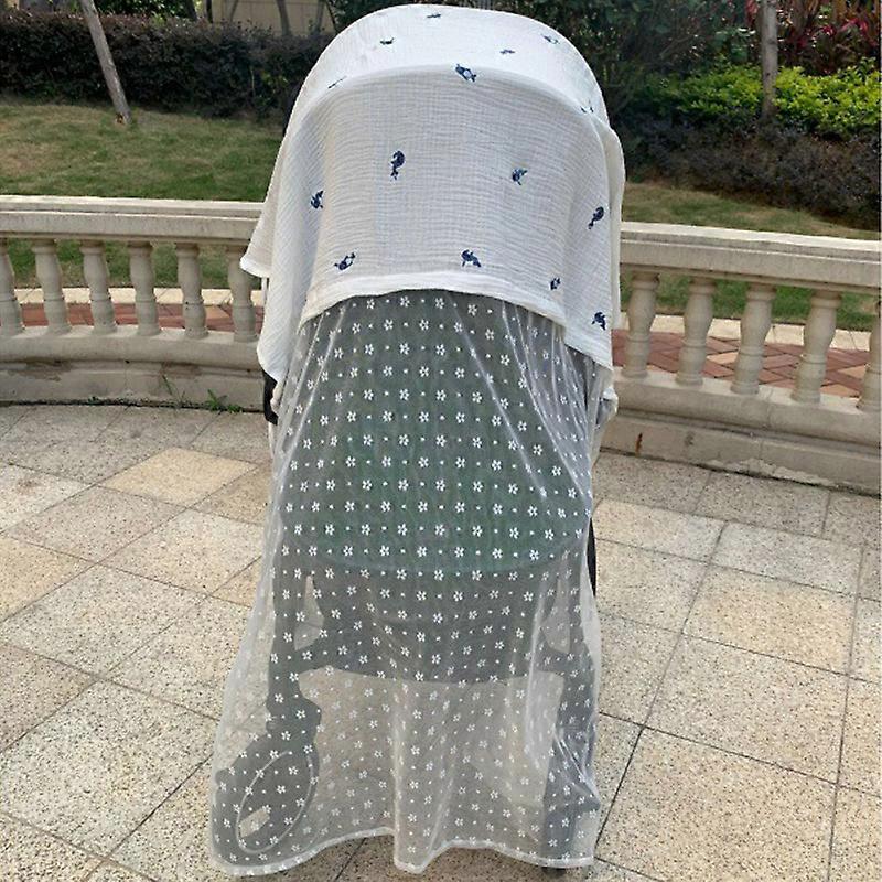 Stroller Mosquito Net Multifunctional Cotton Breathable Soft Cartoon Pattern Cute Stroller Sunshade