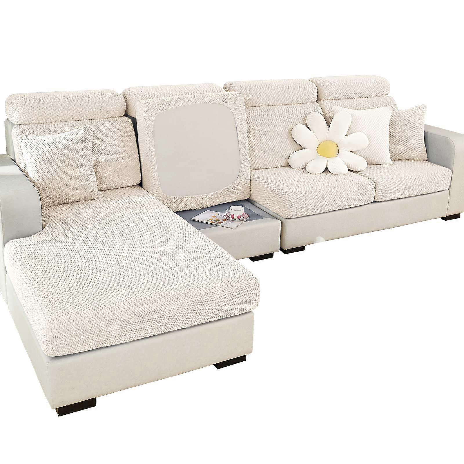 Sofa Pillow Cover Part L Slipcover for Elastic Sofa Sawlong with Sunbeds, Living Room Compatible, Durable Fabric