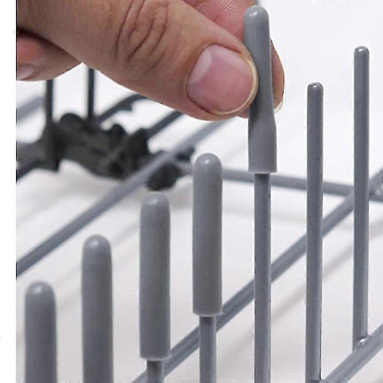 100-Piece Dishwasher Rack Fork Tine End Cap Tip Kit for Repair - Rust-Resistant Gray