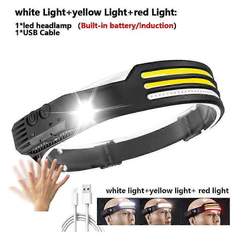 Nowa indukcyjna latarka czołowa COB LED Wielofunkcyjna latarka czołowa USB do ładowania Oświetlenie zewnętrzne Mocne światło do biegania w nocy