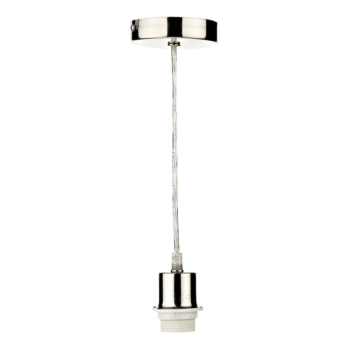 Lighting Simple 1 Light Satin Chrome E27 Suspension With Clear Cable
