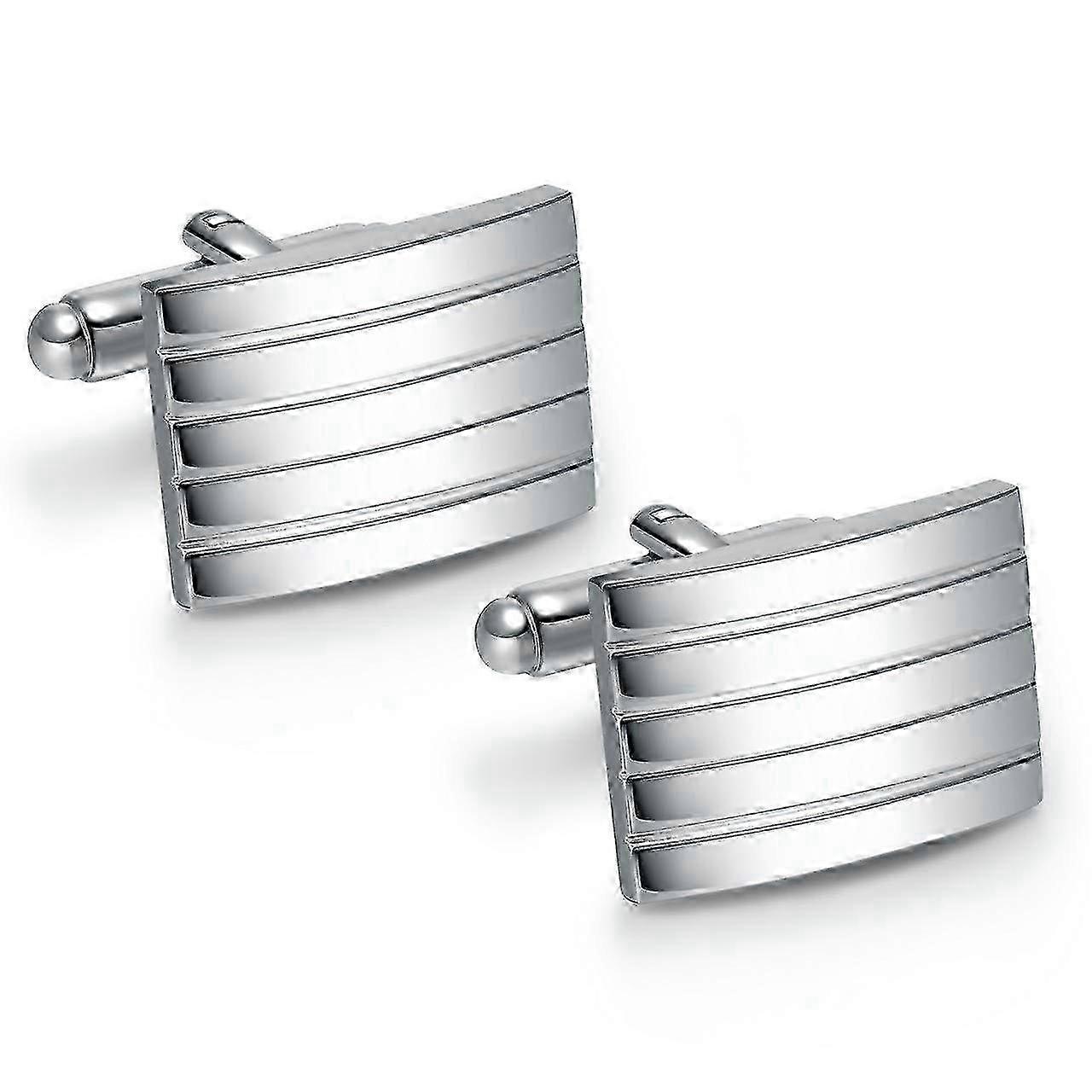JiaWei 2PCS Gemelli per Uomo Argento Acciaio Inox Classico Gemelli Da Uomo Gemelli A Righe per Abito Camicia Matrimonio Business Regalo di Laurea l46