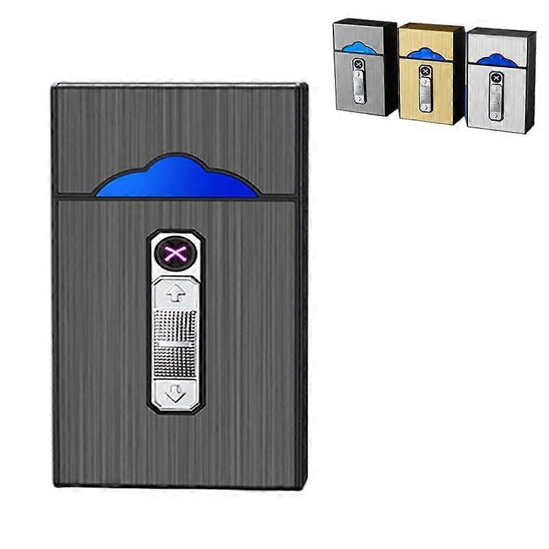 Cigarette Case Lighter, Cigarette Case with Dual Arc Lighter USB Rechargeable, Gifts for Men(Black)