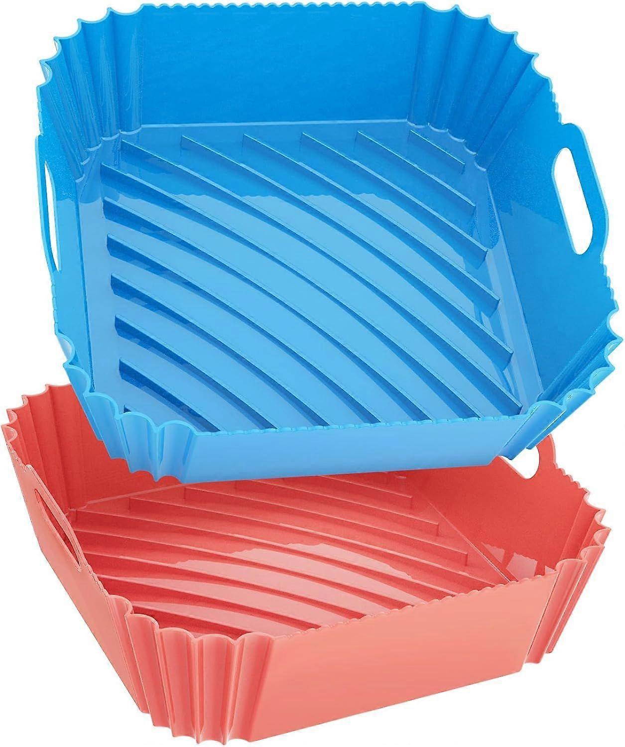 SCSYV Heißluftfritteuse Silikon Liners Quadrat 2 Pack 8,6 Zoll Airfryer Liners 4-7 QT Wiederverwendbare Heißluftfritteuse Liners Silikon Topf Ofen Liner Backblech, Heißluftfritteuse