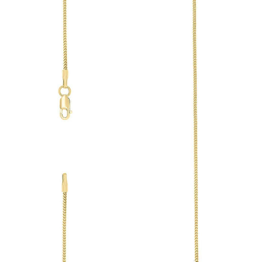 Colar de prata maciça 925 estilo Franco, amarelo, 0,5 mm, para mulheres e homens - Comprimento: 16 a 24 polegadas.