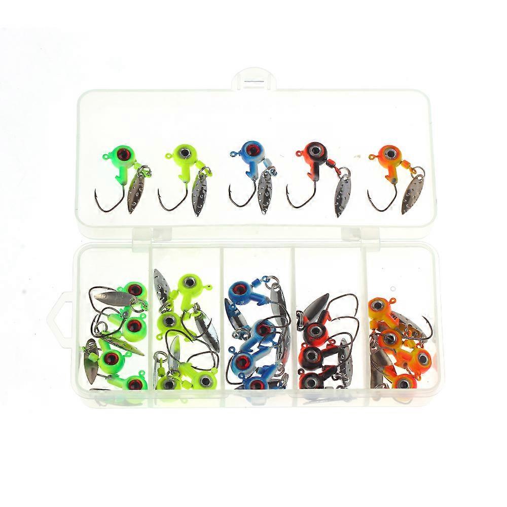 25Pcs Jig Heads Hooks Kit Freshwater Fishing Lures with Imitation Fish Eye Painted Fishing Jig Hooks for Bass Trout Crappie 0.14oz/0.08oz