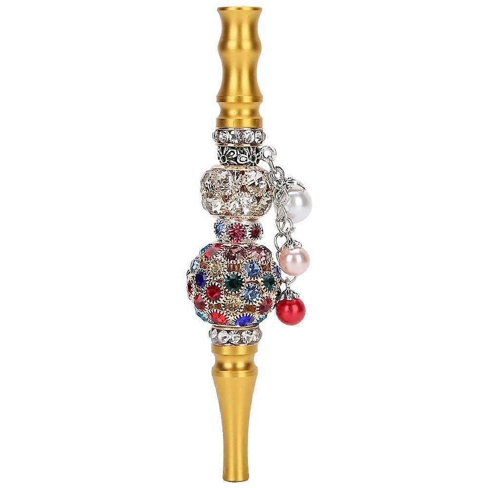 11.7cm/4.6in Portable Metal Cigarette Filter Holder Delicate Smoking Filtering Pipe with Colorful Rhinestones