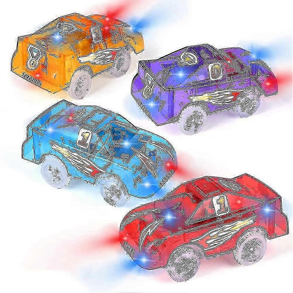 4 Pack Replacement Track Cars Light Up Toy Racing Cars With 5 Led Flashing