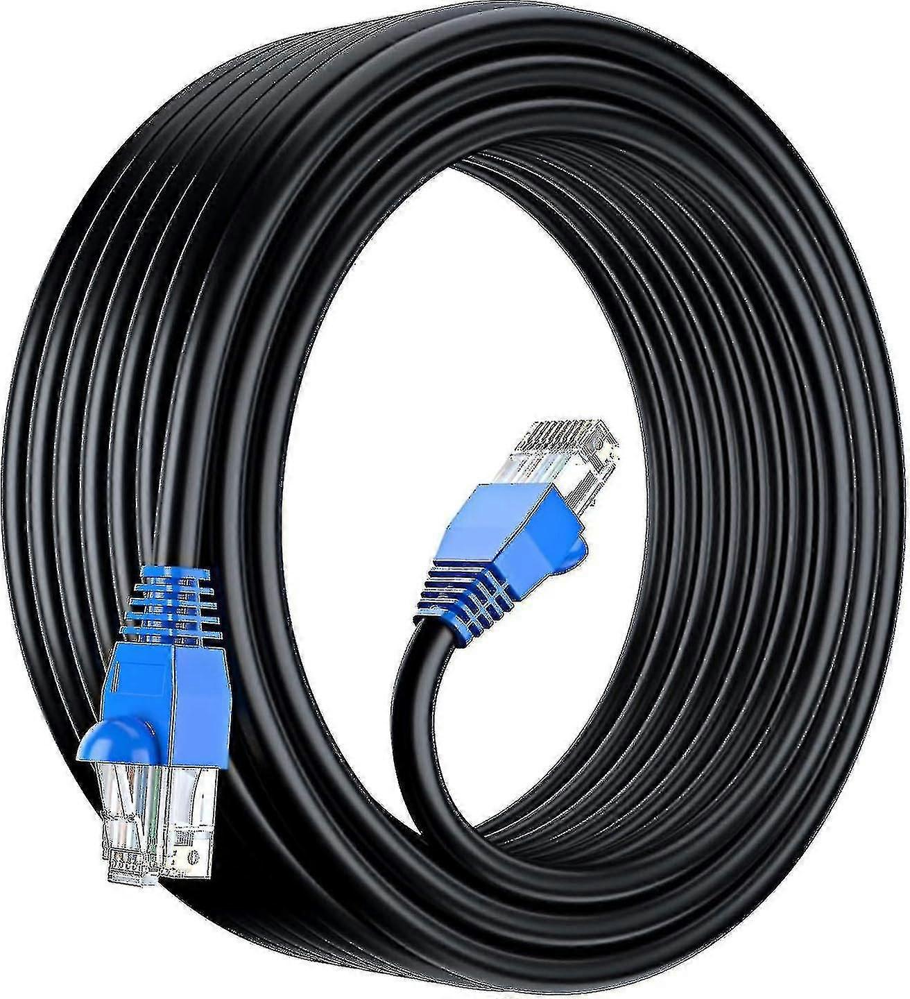 50 m Cat6-Ethernet-Netzwerkkabel für den Außenbereich, wasserdicht, zur direkten Erdverlegung – UTP – CCA – 550 MHz – Schwarz, 50 Meter