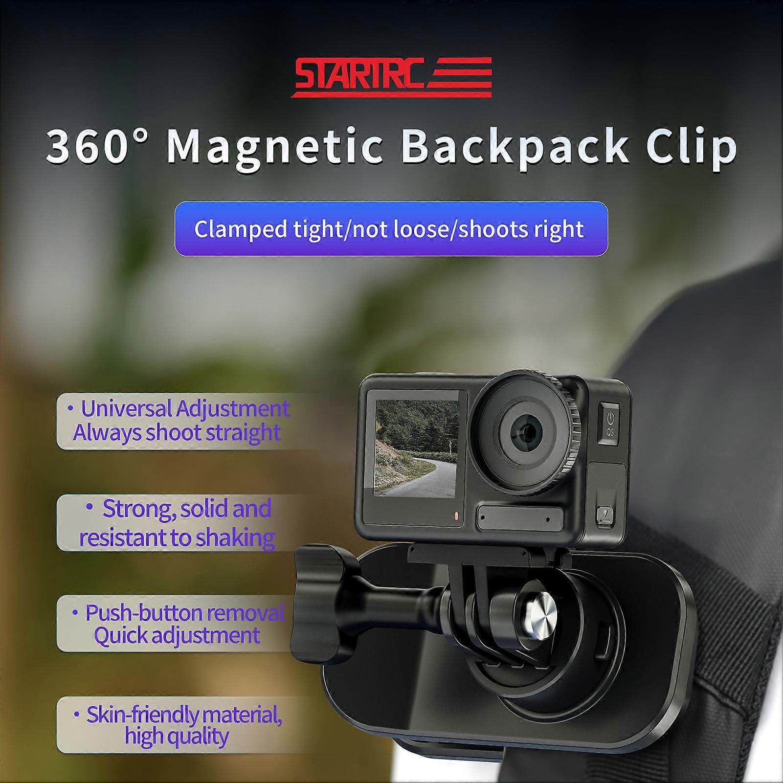 Magnetic Universal Backpack Strap Mount - Quick Release, 360° Rotation, Strong Grip