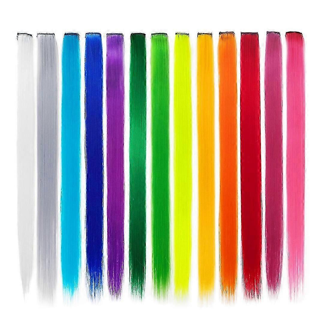 13 Pcs Coloré Partie Coloré Clip dans les Extensions De Cheveux 55cm Droite Postiches Synthétiques, Arc-en-ciel