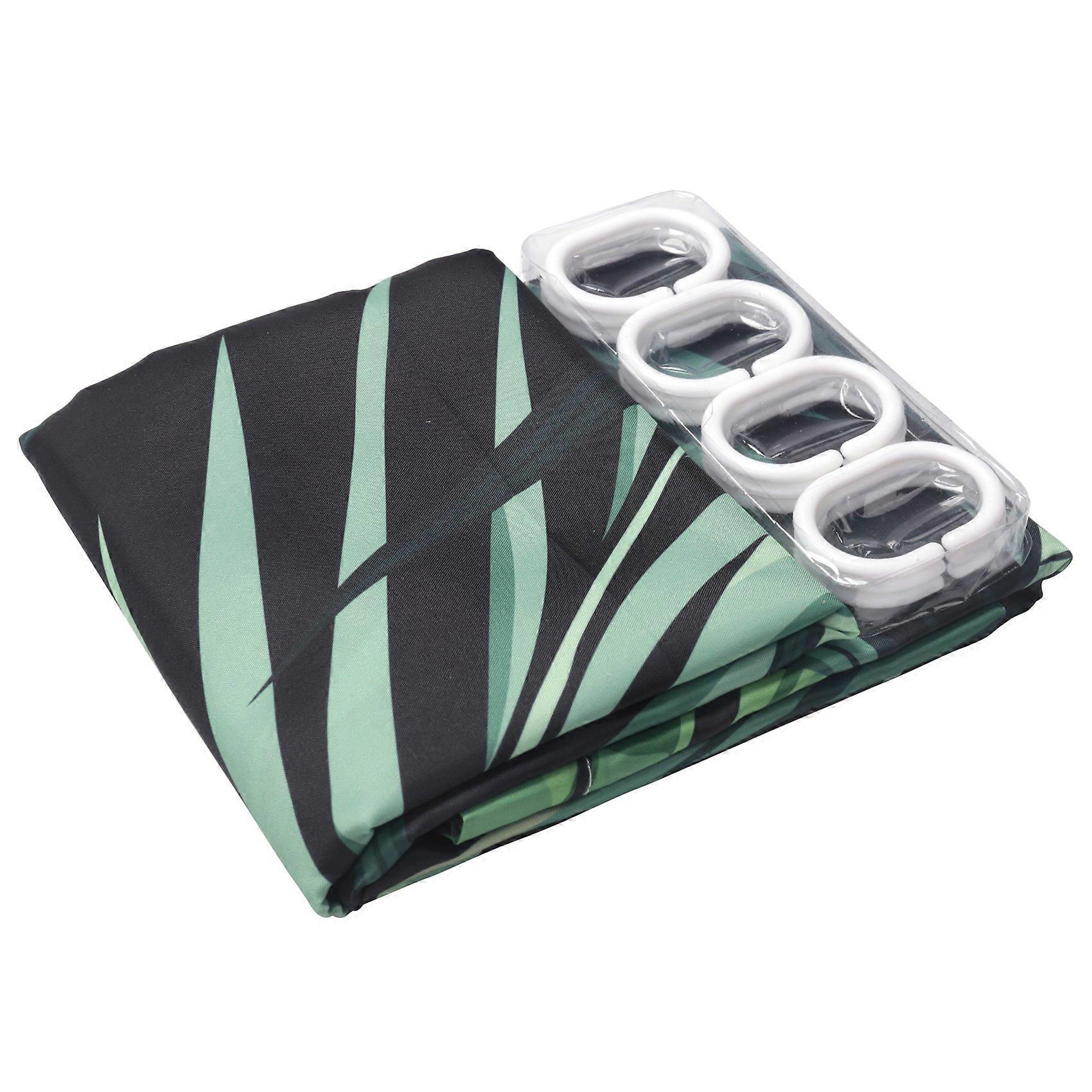 Green Shower Curtain Leaves Printing Pattern Plant Pattern Polyester