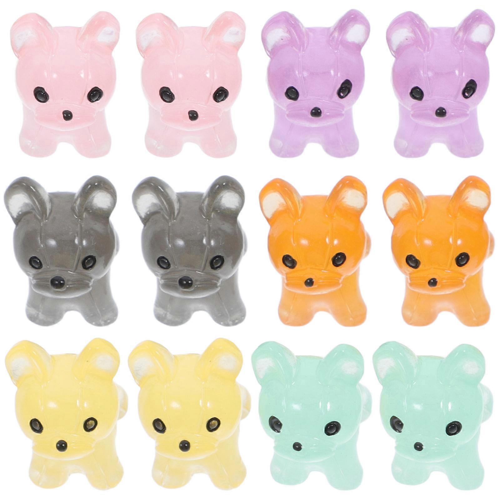 Glow in the Dark Mini Dog Figurines Resin Puppy Decorations for Crafts and Cupcake Toppers 12pcs Set