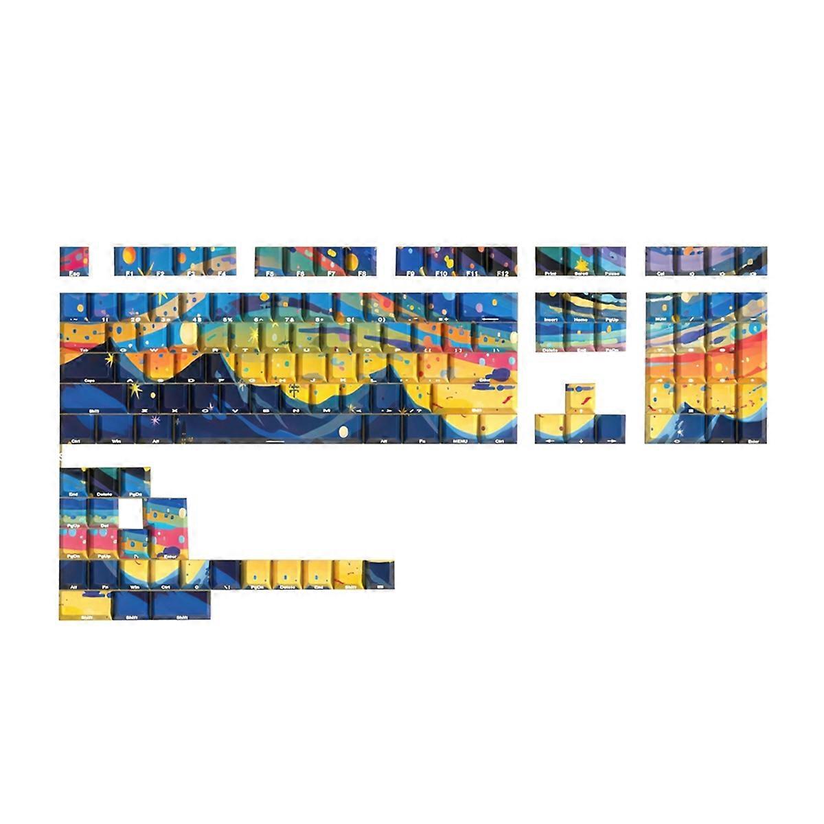 Starry Skys Cherry Keycaps PBT Material Side Letter Dye-Sub Keys Caps for Mechanical Keyboard ISO A