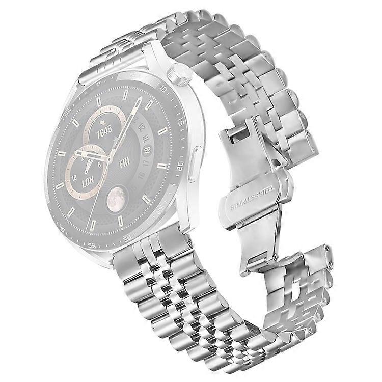 Compatible For Haylou GST (LS09B) Wrist Band 5-Bead Stainless Steel Butterfly Clasp Watch Strap