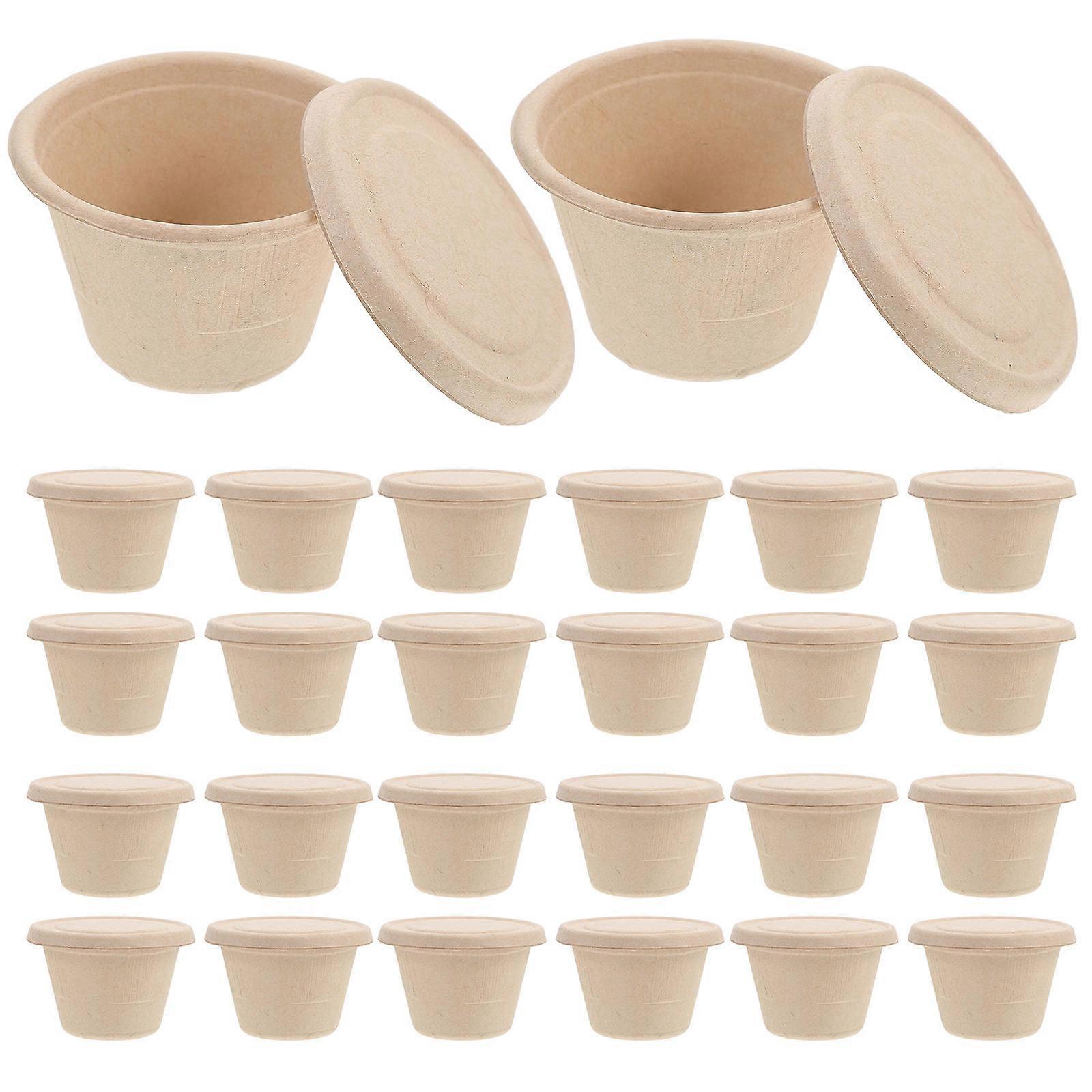 Practical Pulp Sauce Cups with Lids, Enhancing Takeaway and Dining Experiences