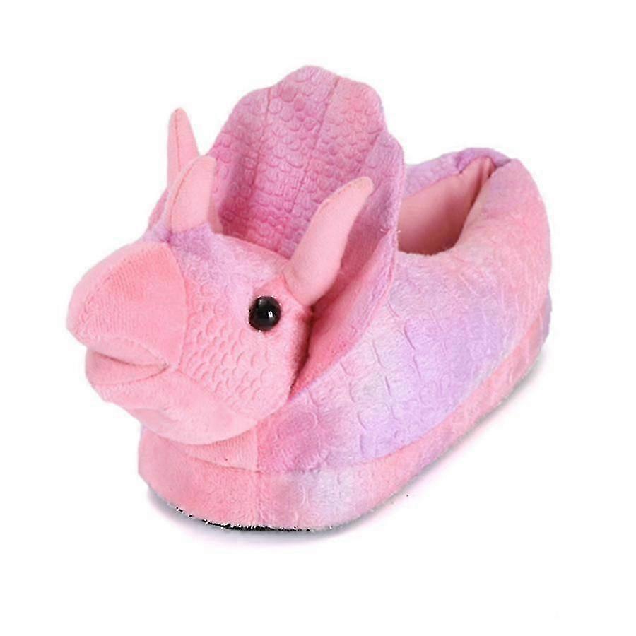 Unisex Triceratops Plush Slippers Suitable for All Adults, Soft Pink, Available in Sizes 35-44 for Comfort and Fun