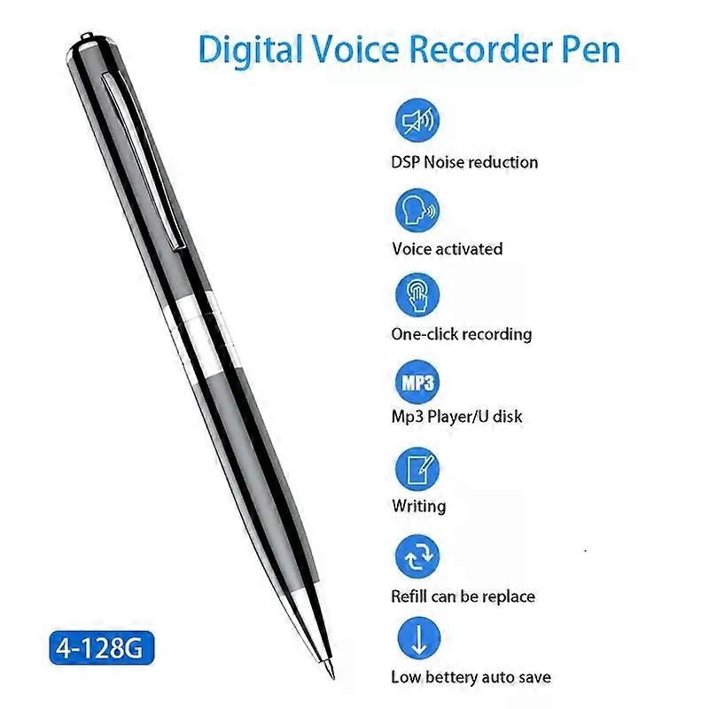 con Portable Voice Recorder Professional Sound Dictaphone Voice Activated Noise Reduction Recording Pen Long Time Audio Recorder
